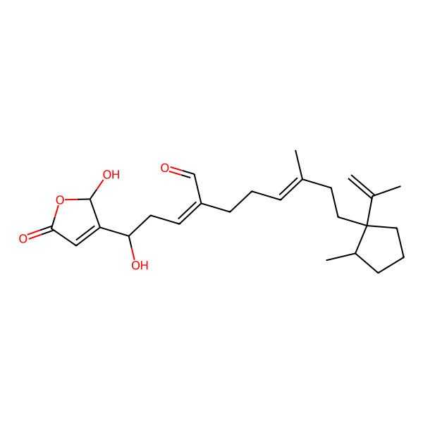 2D Structure of (E,2E)-2-[(3R)-3-hydroxy-3-[(2R)-2-hydroxy-5-oxo-2H-furan-3-yl]propylidene]-6-methyl-8-[(1R,2R)-2-methyl-1-prop-1-en-2-ylcyclopentyl]oct-5-enal