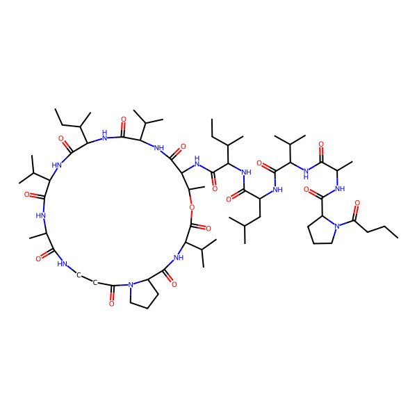 2D Structure of butanoyl-DL-Pro-DL-Ala-DL-Val-DL-Leu-DL-xiIle-DL-xiThr(1)-DL-Val-DL-xiIle-DL-Val-DL-Ala-bAla-DL-Pro-DL-Val-(1)
