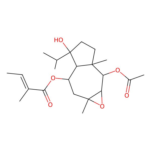 2D Structure of [(1aS,2S,2aS,5R,5aS,6S,7aR)-2-acetyloxy-5-hydroxy-2a,7a-dimethyl-5-propan-2-yl-2,3,4,5a,6,7-hexahydro-1aH-azuleno[6,7-b]oxiren-6-yl] (Z)-2-methylbut-2-enoate