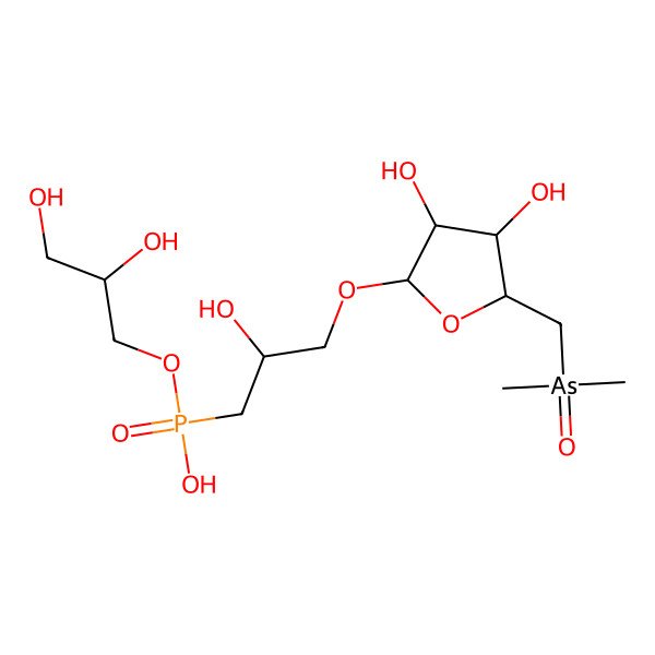 2D Structure of [(2R)-2,3-dihydroxypropoxy]-[(2S)-3-[(2R,3R,4S,5S)-5-(dimethylarsorylmethyl)-3,4-dihydroxyoxolan-2-yl]oxy-2-hydroxypropyl]phosphinic acid