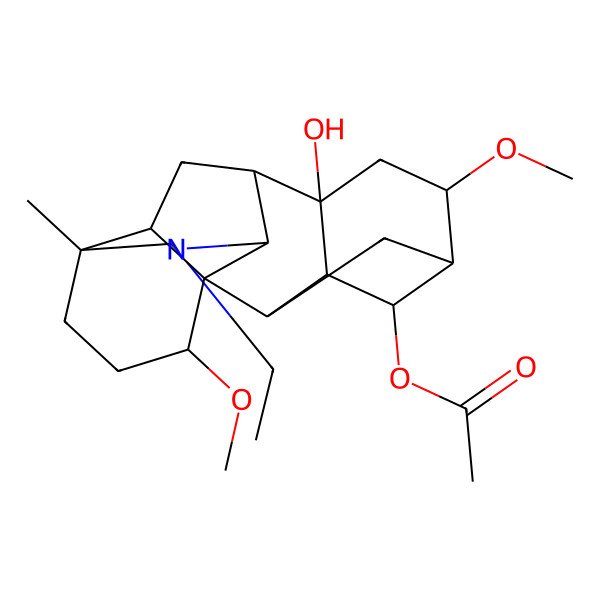 2D Structure of [(1S,2R,3R,4S,5R,6S,8S,9S,10R,13R,16S,17R)-11-ethyl-8-hydroxy-6,16-dimethoxy-13-methyl-11-azahexacyclo[7.7.2.12,5.01,10.03,8.013,17]nonadecan-4-yl] acetate