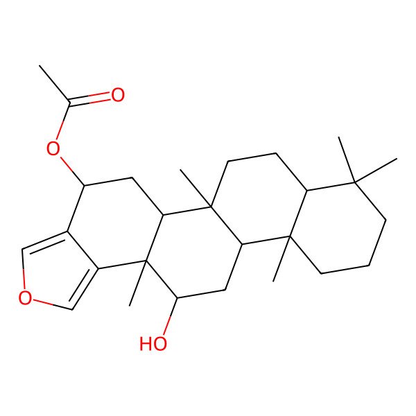 2D Structure of (13-Hydroxy-5b,8,8,11a,13a-pentamethyl-4,5,5a,6,7,7a,9,10,11,11b,12,13-dodecahydrophenanthro[2,1-e][2]benzofuran-4-yl) acetate