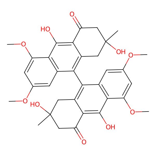 2D Structure of 10-(2,10-Dihydroxy-5,7-dimethoxy-2-methyl-4-oxo-1,3-dihydroanthracen-9-yl)-3,9-dihydroxy-6,8-dimethoxy-3-methyl-2,4-dihydroanthracen-1-one