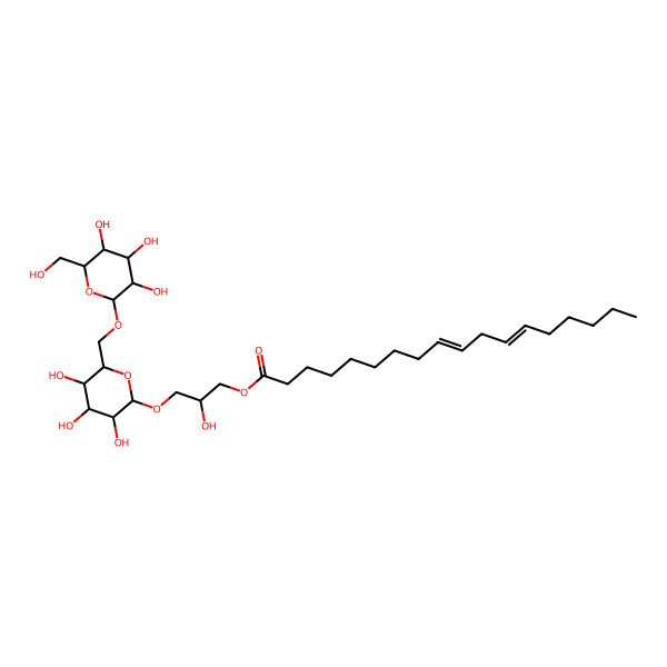 2D Structure of [2-hydroxy-3-[(2R,3R,4S,5R,6R)-3,4,5-trihydroxy-6-[[(2S,3R,4S,5R,6R)-3,4,5-trihydroxy-6-(hydroxymethyl)oxan-2-yl]oxymethyl]oxan-2-yl]oxypropyl] (9Z,12Z)-octadeca-9,12-dienoate
