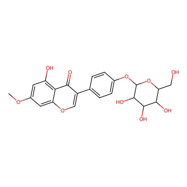 2D Structure of 5-hydroxy-7-methoxy-3-[4-[(2S,3R,4S,5R,6R)-3,4,5-trihydroxy-6-(hydroxymethyl)oxan-2-yl]oxyphenyl]chromen-4-one