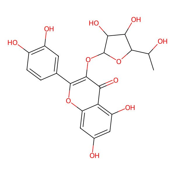 2D Structure of 3-[3,4-Dihydroxy-5-(1-hydroxyethyl)oxolan-2-yl]oxy-2-(3,4-dihydroxyphenyl)-5,7-dihydroxychromen-4-one