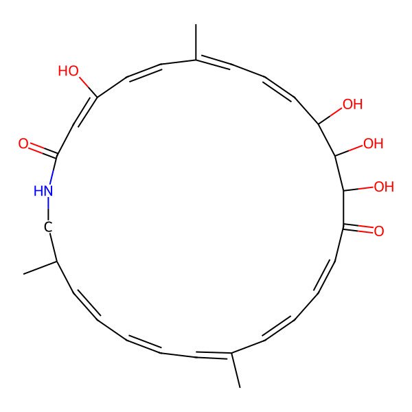 2D Structure of (3E,5E,7E,9E,15Z,17E,19E,21E,23E)-4,11,12,13-tetrahydroxy-7,19,25-trimethyl-1-azacyclohexacosa-3,5,7,9,15,17,19,21,23-nonaene-2,14-dione