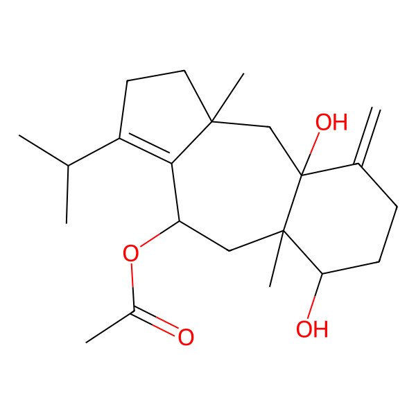 2D Structure of [(4S,5aS,6S,9aR,10aS)-6,9a-dihydroxy-5a,10a-dimethyl-9-methylidene-3-propan-2-yl-1,2,4,5,6,7,8,10-octahydrobenzo[g]azulen-4-yl] acetate
