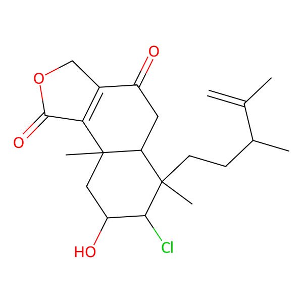 2D Structure of 7-Chloro-6-(3,4-dimethylpent-4-enyl)-8-hydroxy-6,9a-dimethyl-3,5,5a,7,8,9-hexahydrobenzo[g][2]benzofuran-1,4-dione