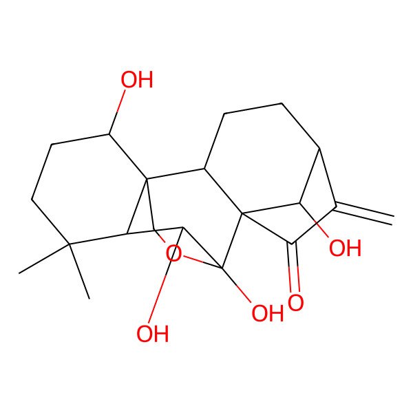 2D Structure of (1S,2S,5S,8R,9S,10S,11R,15S,18S)-9,10,15,18-tetrahydroxy-12,12-dimethyl-6-methylidene-17-oxapentacyclo[7.6.2.15,8.01,11.02,8]octadecan-7-one