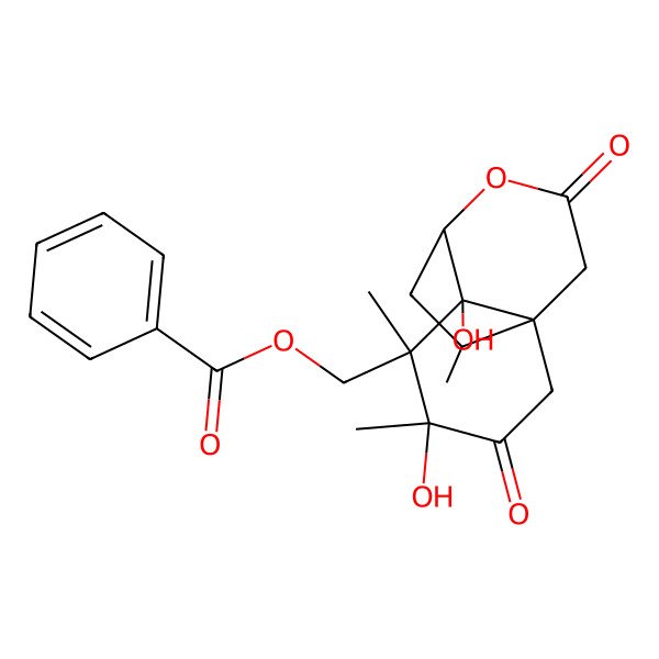 2D Structure of [(1R,4R,5S,6R,7S,11R)-4,6-dihydroxy-4,5,11-trimethyl-3,9-dioxo-8-oxatricyclo[5.3.2.01,6]dodecan-5-yl]methyl benzoate