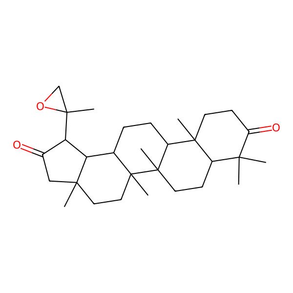2D Structure of 3a,5a,5b,8,8,11a-Hexamethyl-1-(2-methyloxiran-2-yl)-1,3,4,5,6,7,7a,10,11,11b,12,13,13a,13b-tetradecahydrocyclopenta[a]chrysene-2,9-dione