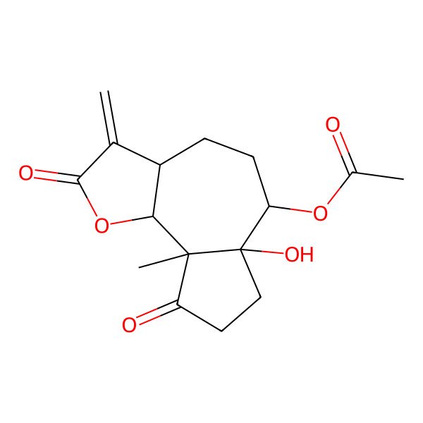 2D Structure of [(3aS,6S,6aS,9aS,9bR)-6a-hydroxy-9a-methyl-3-methylidene-2,9-dioxo-4,5,6,7,8,9b-hexahydro-3aH-azuleno[4,5-b]furan-6-yl] acetate