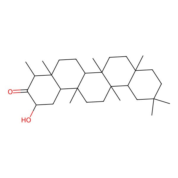 2D Structure of (2R,4R,4aR,6aS,6aS,6bR,8aR,12aR,14aS,14bR)-2-hydroxy-4,4a,6a,6b,8a,11,11,14a-octamethyl-2,4,5,6,6a,7,8,9,10,12,12a,13,14,14b-tetradecahydro-1H-picen-3-one 2D Structure of (2R,4R,4aR,6aS,6aS,6bR,8aR,12aR,14aS,14bR)-2-hydroxy-4,4a,6a,6b,8a,11,11,14a-octamethyl-2,4,5,6,6a,7,8,9,10,12,12a,13,14,14b-tetradecahydro-1H-picen-3-one