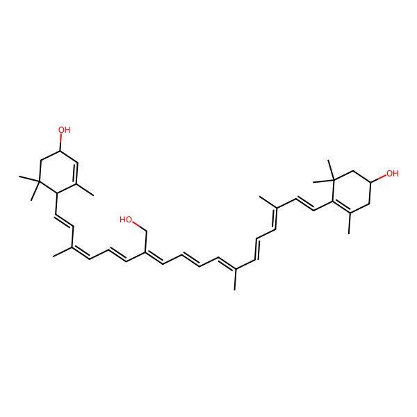 2D Structure of (1S)-4-[(1E,3E,5E,7E,9E,11Z,13E,15E,17E)-12-(hydroxymethyl)-18-[(1R,4S)-4-hydroxy-2,6,6-trimethylcyclohex-2-en-1-yl]-3,7,16-trimethyloctadeca-1,3,5,7,9,11,13,15,17-nonaenyl]-3,5,5-trimethylcyclohex-3-en-1-ol