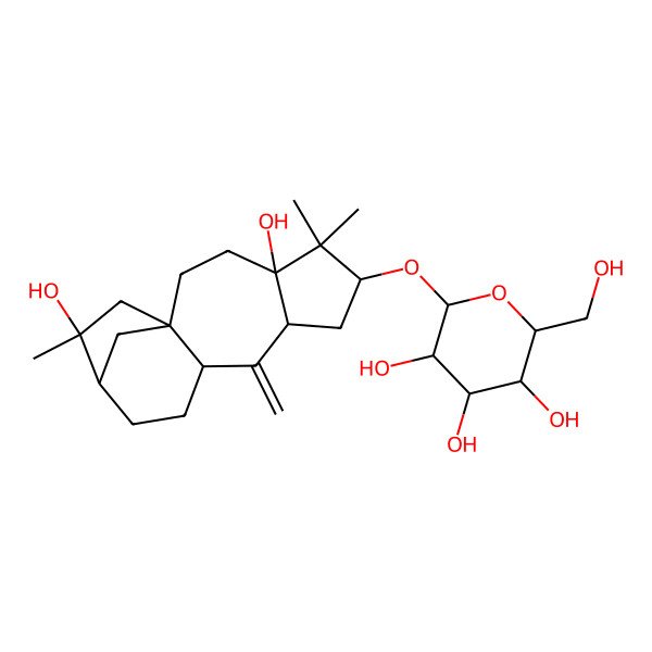 2D Structure of 2-[(4,14-Dihydroxy-5,5,14-trimethyl-9-methylidene-6-tetracyclo[11.2.1.01,10.04,8]hexadecanyl)oxy]-6-(hydroxymethyl)oxane-3,4,5-triol