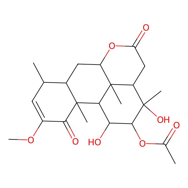 2D Structure of (14,16-Dihydroxy-4-methoxy-2,6,14,17-tetramethyl-3,11-dioxo-10-oxatetracyclo[7.7.1.02,7.013,17]heptadec-4-en-15-yl) acetate