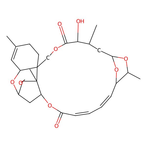 2D Structure of 12-Hydroxy-5,13,17,26-tetramethylspiro[2,10,16,24,29-pentaoxapentacyclo[23.2.1.115,18.03,8.08,26]nonacosa-4,19,21-triene-27,2'-oxirane]-11,23-dione