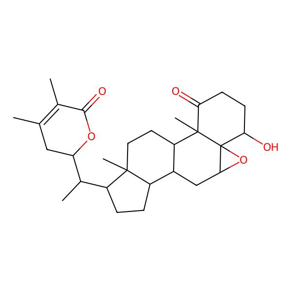 2D Structure of (1S,2R,6S,7R,9R,11S,12S,15R,16S)-15-[(1S)-1-[(2R)-4,5-dimethyl-6-oxo-2,3-dihydropyran-2-yl]ethyl]-6-hydroxy-2,16-dimethyl-8-oxapentacyclo[9.7.0.02,7.07,9.012,16]octadecan-3-one
