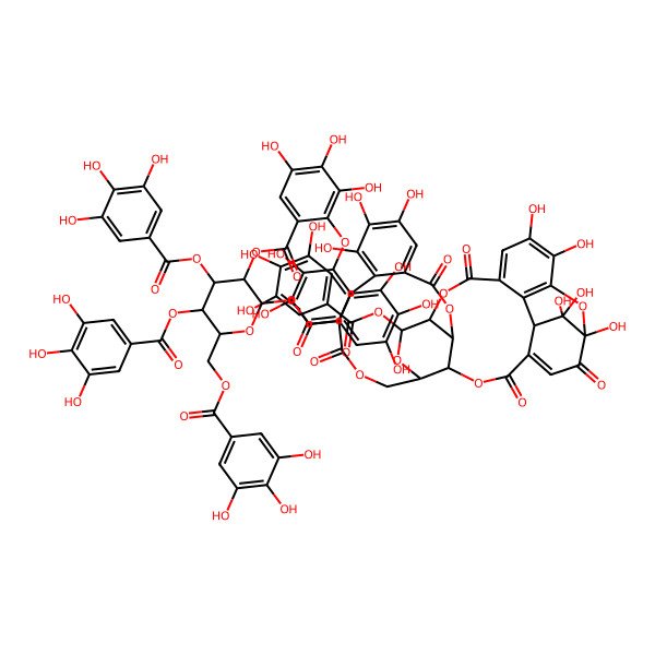 2D Structure of [(2S,3R,4S,5R,6R)-2,4,5-tris[(3,4,5-trihydroxybenzoyl)oxy]-6-[(3,4,5-trihydroxybenzoyl)oxymethyl]oxan-3-yl] 2-[[(1R,7R,8S,26R,28S,29R,38R)-1,13,14,15,19,20,34,35,39,39-decahydroxy-2,5,10,23,31-pentaoxo-28-(3,4,5-trihydroxybenzoyl)oxy-6,9,24,27,30,40-hexaoxaoctacyclo[34.3.1.04,38.07,26.08,29.011,16.017,22.032,37]tetraconta-3,11,13,15,17,19,21,32,34,36-decaen-18-yl]oxy]-3,4,5-trihydroxybenzoate