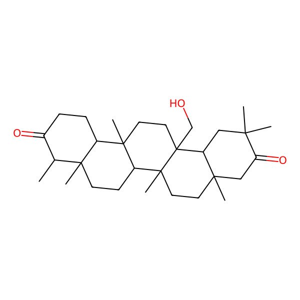 2D Structure of 6a-(Hydroxymethyl)-4,4a,6b,8a,11,11,14a-heptamethyl-1,2,4,5,6,6a,7,8,9,12,12a,13,14,14b-tetradecahydropicene-3,10-dione 2D Structure of 6a-(Hydroxymethyl)-4,4a,6b,8a,11,11,14a-heptamethyl-1,2,4,5,6,6a,7,8,9,12,12a,13,14,14b-tetradecahydropicene-3,10-dione
