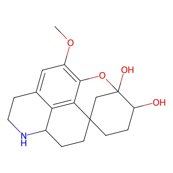 2D Structure of (1R,4R,5R,14R)-8-methoxy-6-oxa-13-azapentacyclo[8.6.2.11,5.07,17.014,18]nonadeca-7,9,17-triene-4,5-diol