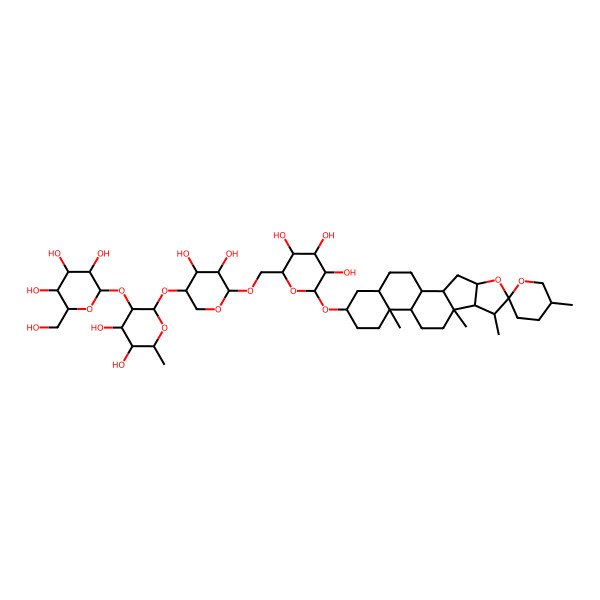 2D Structure of (2S,3R,4S,5S,6R)-2-[(2S,3R,4R,5R,6S)-2-[(3S,4R,5R,6S)-4,5-dihydroxy-6-[[(2R,3S,4S,5R,6R)-3,4,5-trihydroxy-6-(5',7,9,13-tetramethylspiro[5-oxapentacyclo[10.8.0.02,9.04,8.013,18]icosane-6,2'-oxane]-16-yl)oxyoxan-2-yl]methoxy]oxan-3-yl]oxy-4,5-dihydroxy-6-methyloxan-3-yl]oxy-6-(hydroxymethyl)oxane-3,4,5-triol