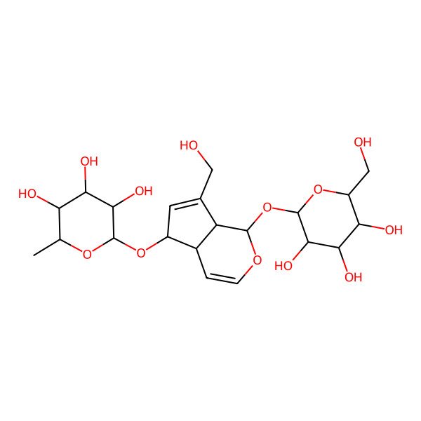 2D Structure of (2R,3R,4R,5R,6S)-2-[[(1S,4aS,5R,7aS)-7-(hydroxymethyl)-1-[(2S,3R,4S,5R,6R)-3,4,5-trihydroxy-6-(hydroxymethyl)oxan-2-yl]oxy-1,4a,5,7a-tetrahydrocyclopenta[c]pyran-5-yl]oxy]-6-methyloxane-3,4,5-triol