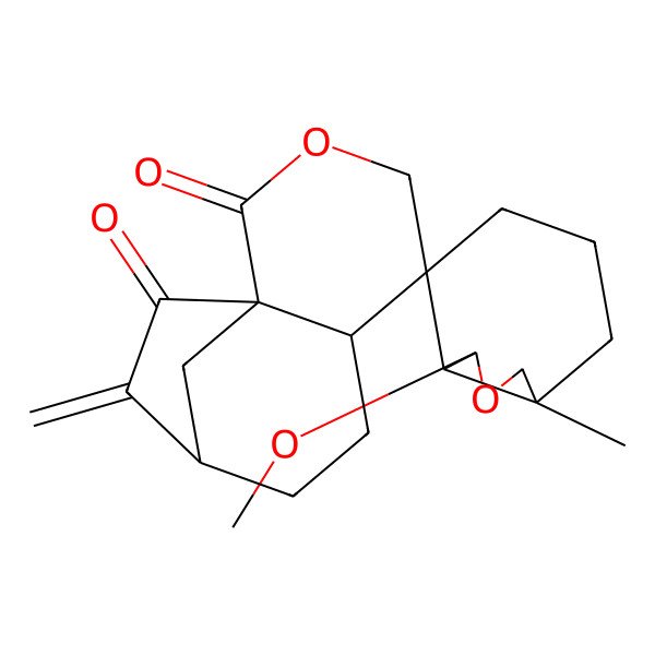 2D Structure of 3-Methoxy-7a-methyl-10'-methylidenespiro[1,3,3a,5,6,7-hexahydro-2-benzofuran-4,5'-3-oxatricyclo[7.2.1.01,6]dodecane]-2',11'-dione