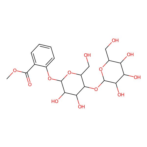 2D Structure of methyl 2-[(2S,3R,4R,5S,6R)-3,4-dihydroxy-6-(hydroxymethyl)-5-[(2S,3R,4S,5R,6R)-3,4,5-trihydroxy-6-(hydroxymethyl)oxan-2-yl]oxyoxan-2-yl]oxybenzoate