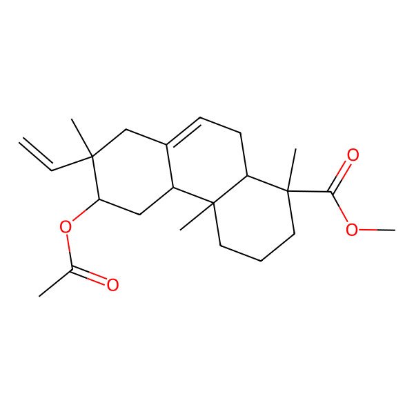 2D Structure of methyl (1R,4aR,4bS,6R,7S)-6-acetyloxy-7-ethenyl-1,4a,7-trimethyl-3,4,4b,5,6,8,10,10a-octahydro-2H-phenanthrene-1-carboxylate 2D Structure of methyl (1R,4aR,4bS,6R,7S)-6-acetyloxy-7-ethenyl-1,4a,7-trimethyl-3,4,4b,5,6,8,10,10a-octahydro-2H-phenanthrene-1-carboxylate