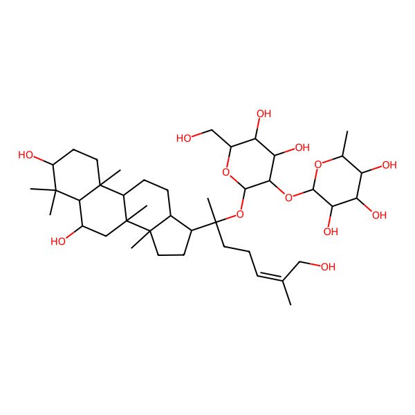 2D Structure of (2S,3R,4R,5R,6S)-2-[(2S,3R,4S,5S,6R)-2-[(Z,2R)-2-[(3S,5S,6S,8R,9R,10R,13R,14R,17S)-3,6-dihydroxy-4,4,8,10,14-pentamethyl-2,3,5,6,7,9,11,12,13,15,16,17-dodecahydro-1H-cyclopenta[a]phenanthren-17-yl]-7-hydroxy-6-methylhept-5-en-2-yl]oxy-4,5-dihydroxy-6-(hydroxymethyl)oxan-3-yl]oxy-6-methyloxane-3,4,5-triol