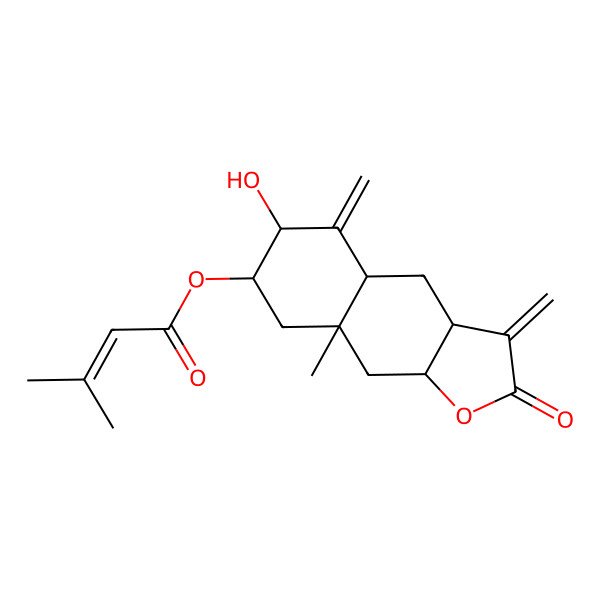 2D Structure of [(3aR,4aR,6R,7R,8aS,9aR)-6-hydroxy-8a-methyl-3,5-dimethylidene-2-oxo-3a,4,4a,6,7,8,9,9a-octahydrobenzo[f][1]benzofuran-7-yl] 3-methylbut-2-enoate