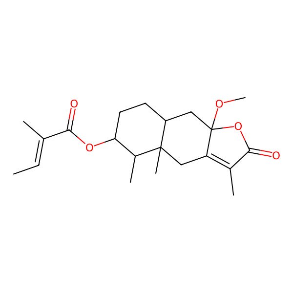 2D Structure of [(4aS,5R,6S,8aR,9aS)-9a-methoxy-3,4a,5-trimethyl-2-oxo-5,6,7,8,8a,9-hexahydro-4H-benzo[f][1]benzofuran-6-yl] (Z)-2-methylbut-2-enoate