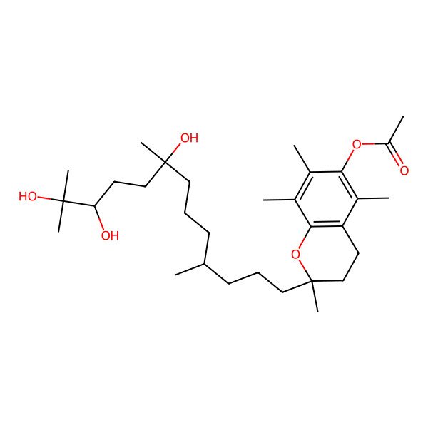 2D Structure of [(2R)-2,5,7,8-tetramethyl-2-[(4R,8R,11S)-8,11,12-trihydroxy-4,8,12-trimethyltridecyl]-3,4-dihydrochromen-6-yl] acetate