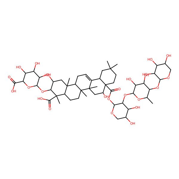 2D Structure of 6-[[4-Carboxy-8a-[3-[3,4-dihydroxy-6-methyl-5-(3,4,5-trihydroxyoxan-2-yl)oxyoxan-2-yl]oxy-4,5-dihydroxyoxan-2-yl]oxycarbonyl-2,8-dihydroxy-4,6a,6b,11,11,14b-hexamethyl-1,2,3,4a,5,6,7,8,9,10,12,12a,14,14a-tetradecahydropicen-3-yl]oxy]-3,4,5-trihydroxyoxane-2-carboxylic acid
