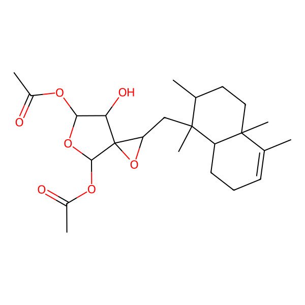 2D Structure of [7-Acetyloxy-2-[(1,2,4a,5-tetramethyl-2,3,4,7,8,8a-hexahydronaphthalen-1-yl)methyl]-4-hydroxy-1,6-dioxaspiro[2.4]heptan-5-yl] acetate