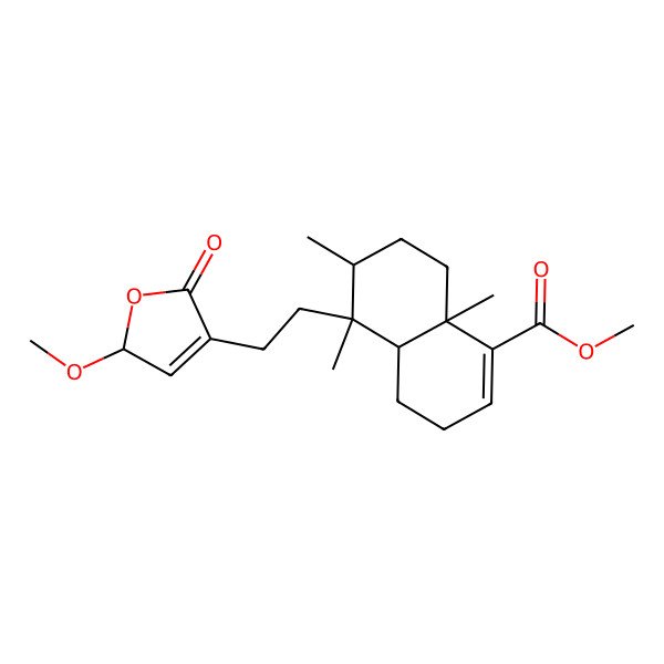 2D Structure of methyl 5-[2-(2-methoxy-5-oxo-2H-furan-4-yl)ethyl]-5,6,8a-trimethyl-3,4,4a,6,7,8-hexahydronaphthalene-1-carboxylate