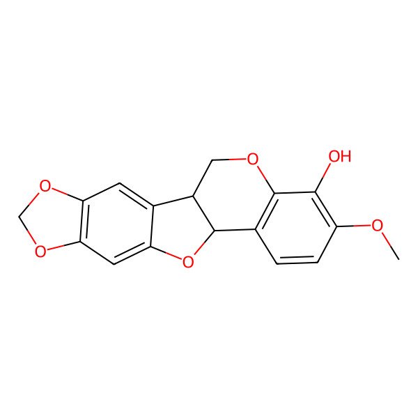 2D Structure of (1R,12R)-16-methoxy-5,7,11,19-tetraoxapentacyclo[10.8.0.02,10.04,8.013,18]icosa-2,4(8),9,13(18),14,16-hexaen-17-ol