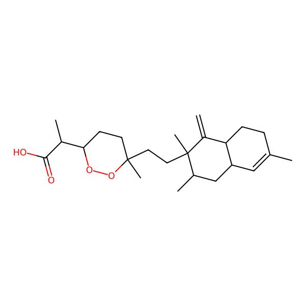 2D Structure of 2-[6-Methyl-6-[2-(2,3,6-trimethyl-1-methylidene-3,4,4a,7,8,8a-hexahydronaphthalen-2-yl)ethyl]dioxan-3-yl]propanoic acid