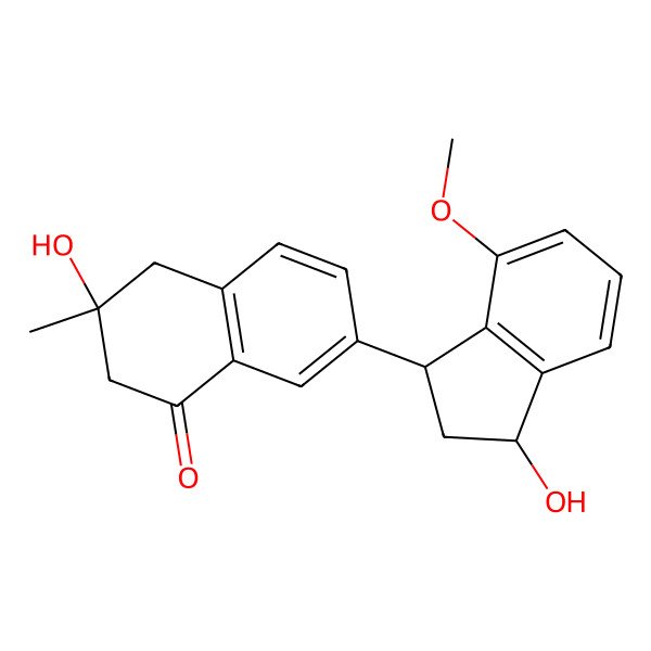 2D Structure of (r)-3-Hydroxy-7-((1s,3s)-3-hydroxy-7-methoxy-2,3-dihydro-1h-inden-1-yl)-3-methyl-3,4-dihydronaphthalen-1(2h)-one