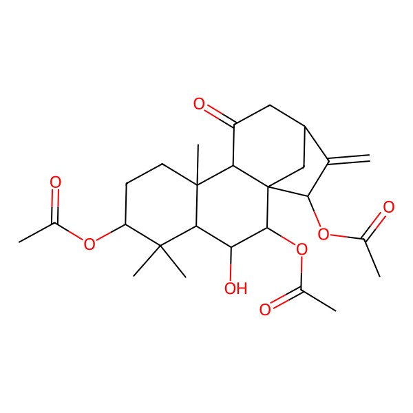 2D Structure of [(1S,2R,3R,4S,6S,9R,10S,13S,15R)-2,15-diacetyloxy-3-hydroxy-5,5,9-trimethyl-14-methylidene-11-oxo-6-tetracyclo[11.2.1.01,10.04,9]hexadecanyl] acetate