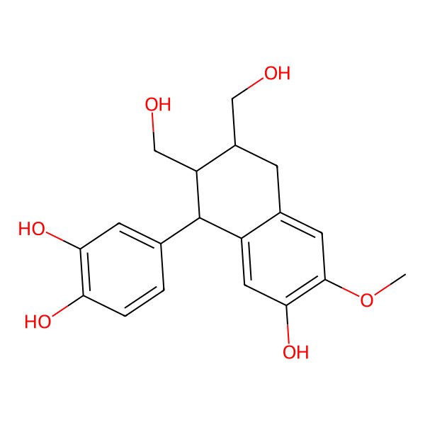 2D Structure of 2,3-Naphthalenedimethanol, 1-(3,4-dihydroxyphenyl)-1,2,3,4-tetrahydro-7-hydroxy-6-methoxy-, stereoisomer (8CI); (1S,2R,3R)-1-(3,4-Dihydroxyphenyl)-1,2,3,4-tetrahydro-7-hydroxy-6-methoxy-2,3-naphthalenedimethanol