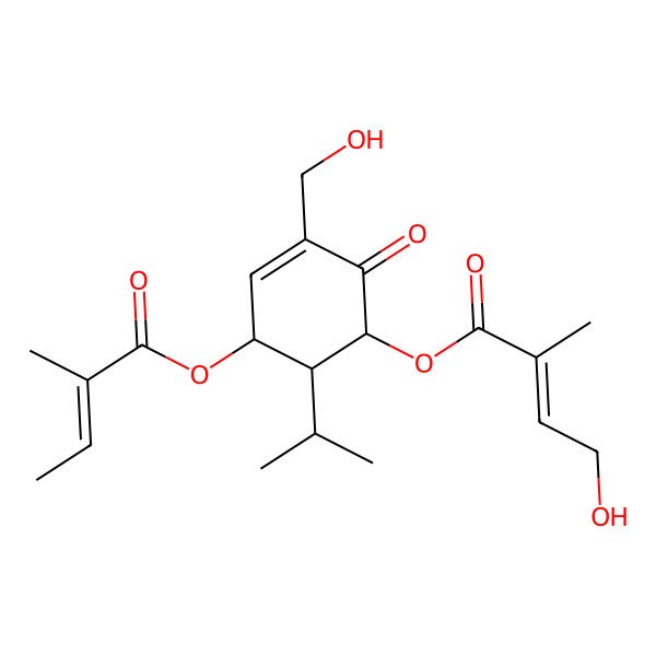 2D Structure of [3-(Hydroxymethyl)-5-(2-methylbut-2-enoyloxy)-2-oxo-6-propan-2-ylcyclohex-3-en-1-yl] 4-hydroxy-2-methylbut-2-enoate