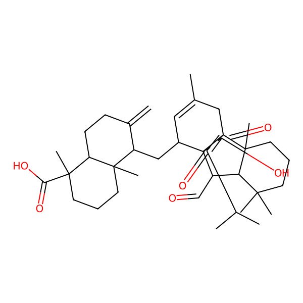 2D Structure of 5-[(8-formyl-15-hydroxy-2,6,6,12-tetramethyl-14,17-dioxo-16-propan-2-yl-10-tetracyclo[7.4.4.01,9.02,7]heptadeca-11,15-dienyl)methyl]-1,4a-dimethyl-6-methylidene-3,4,5,7,8,8a-hexahydro-2H-naphthalene-1-carboxylic acid