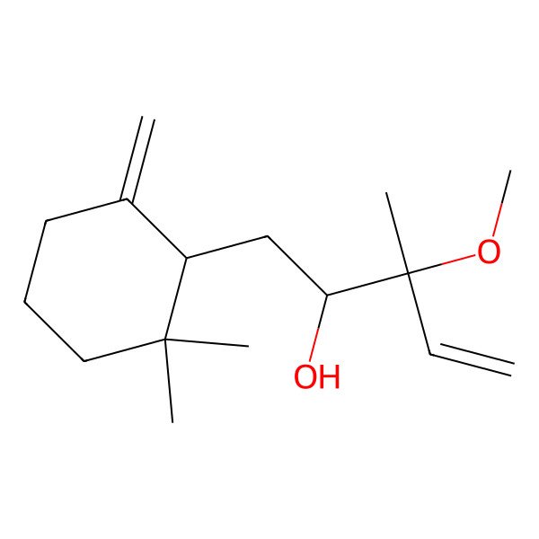 2D Structure of (3R)-1-[(1R)-2,2-dimethyl-6-methylidenecyclohexyl]-3-methoxy-3-methylpent-4-en-2-ol