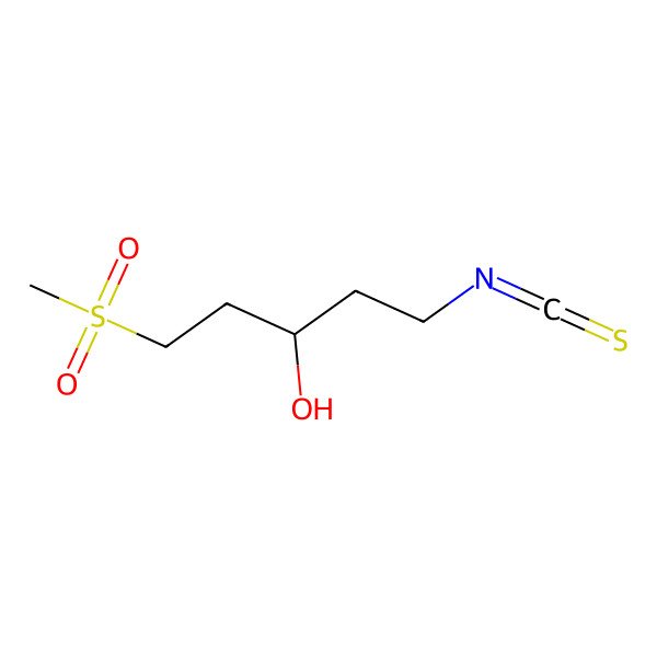 2D Structure of (3R)-1-isothiocyanato-5-methylsulfonylpentan-3-ol
