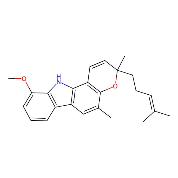 2D Structure of (3R)-10-methoxy-3,5-dimethyl-3-(4-methylpent-3-enyl)-11H-pyrano[3,2-a]carbazole