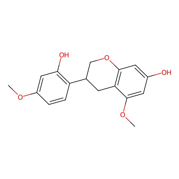 2D Structure of (3R)-3-(2-hydroxy-4-methoxyphenyl)-5-methoxy-3,4-dihydro-2H-chromen-7-ol