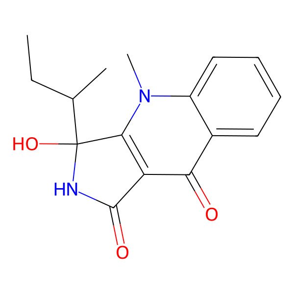 2D Structure of (3R)-3-[(2R)-butan-2-yl]-3-hydroxy-4-methyl-2H-pyrrolo[3,4-b]quinoline-1,9-dione